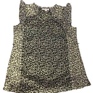 Motherhood  Maternity Top Black & White Floral Cap Sleeves Raw Edges Neck Size L